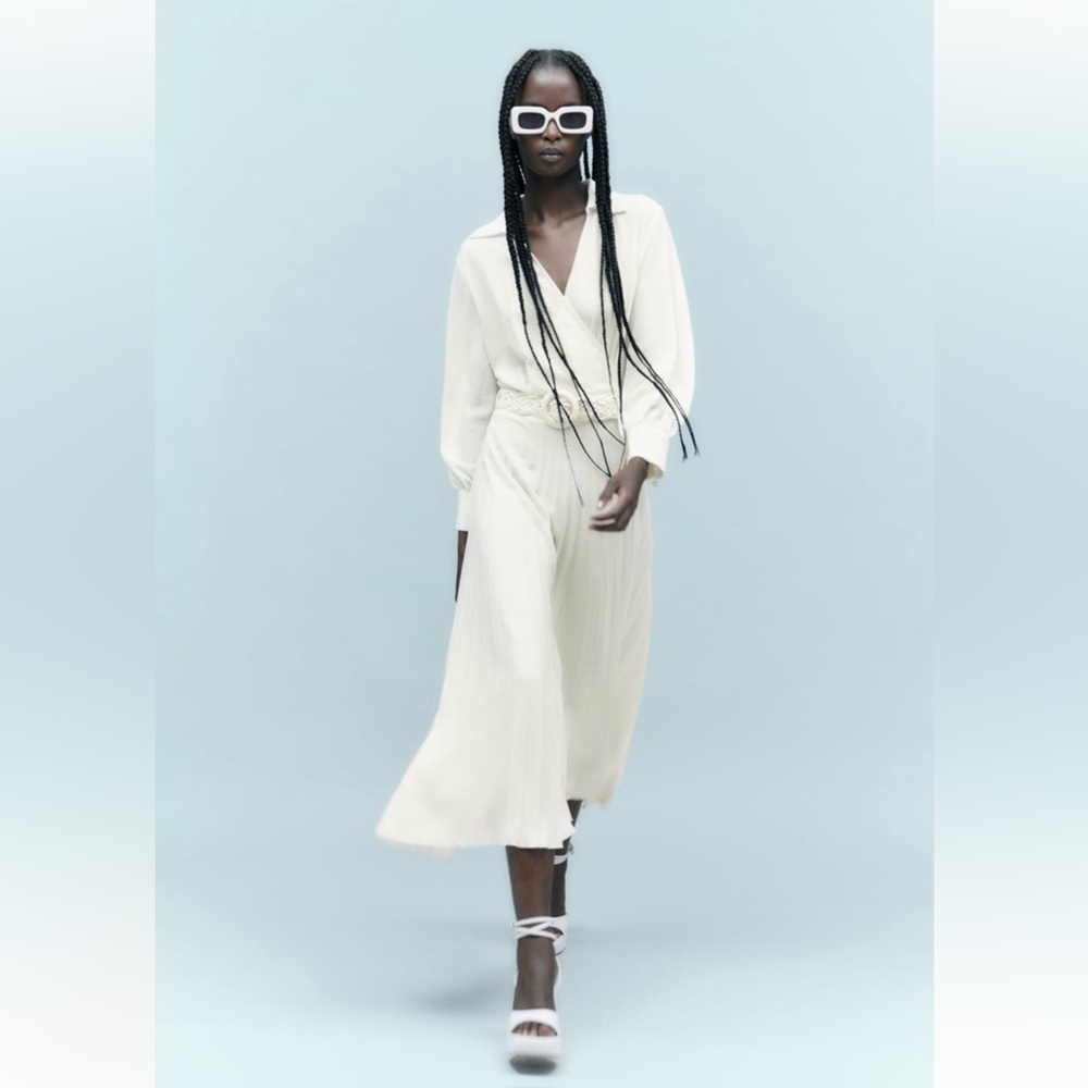 ZARA PLEATED MIDI DRESS